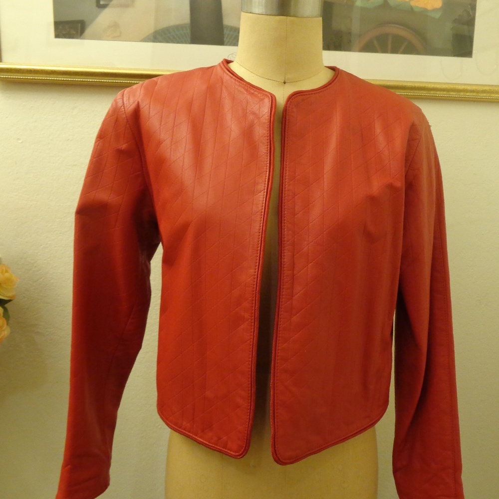 Vintage Dana Brooke Petites Red Leather Jacket